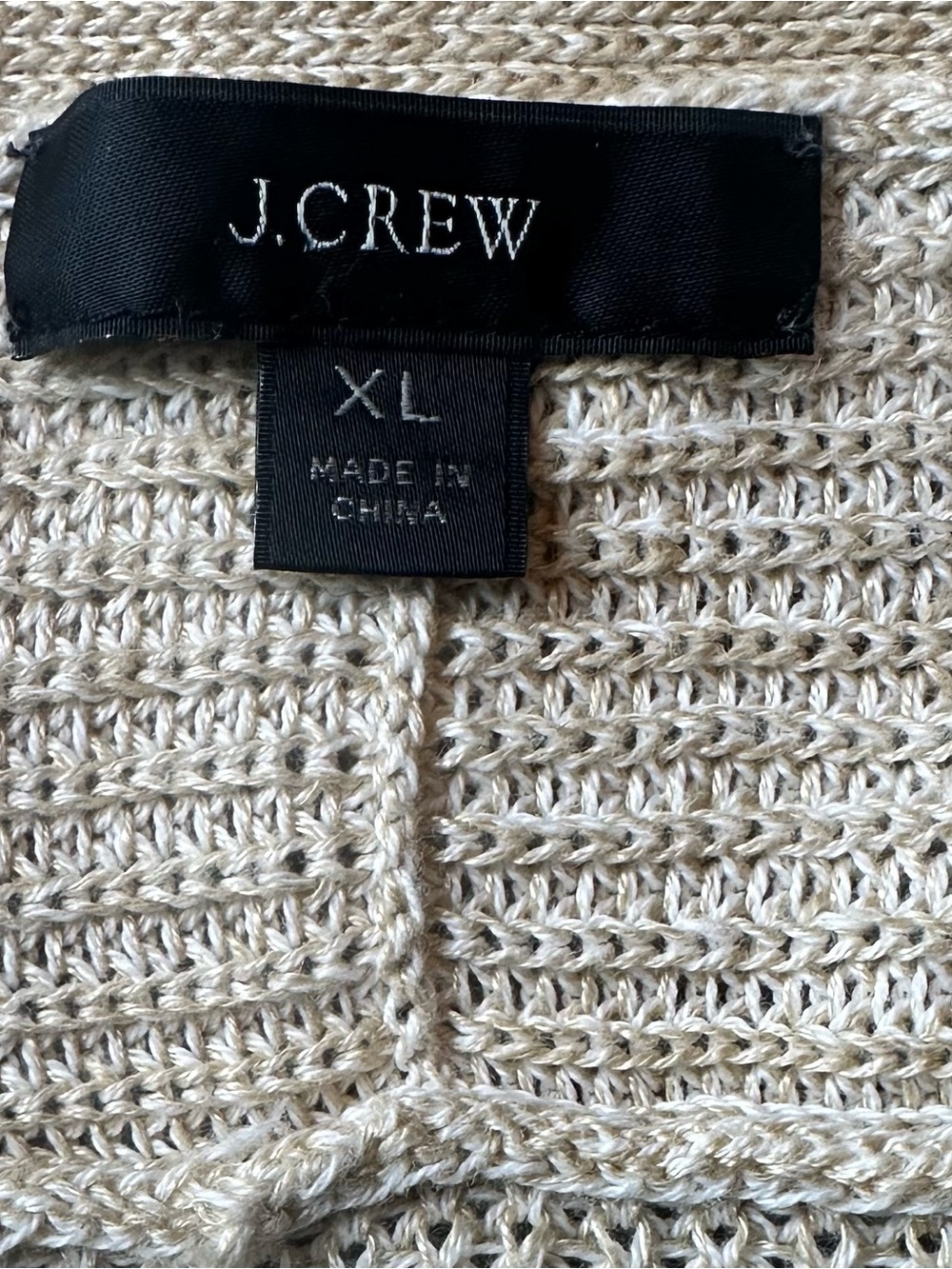 J.Crew Linen Cotton Knit Button Front V-Neck Slouchy Cardigan Tan XL - Picture 10 of 13